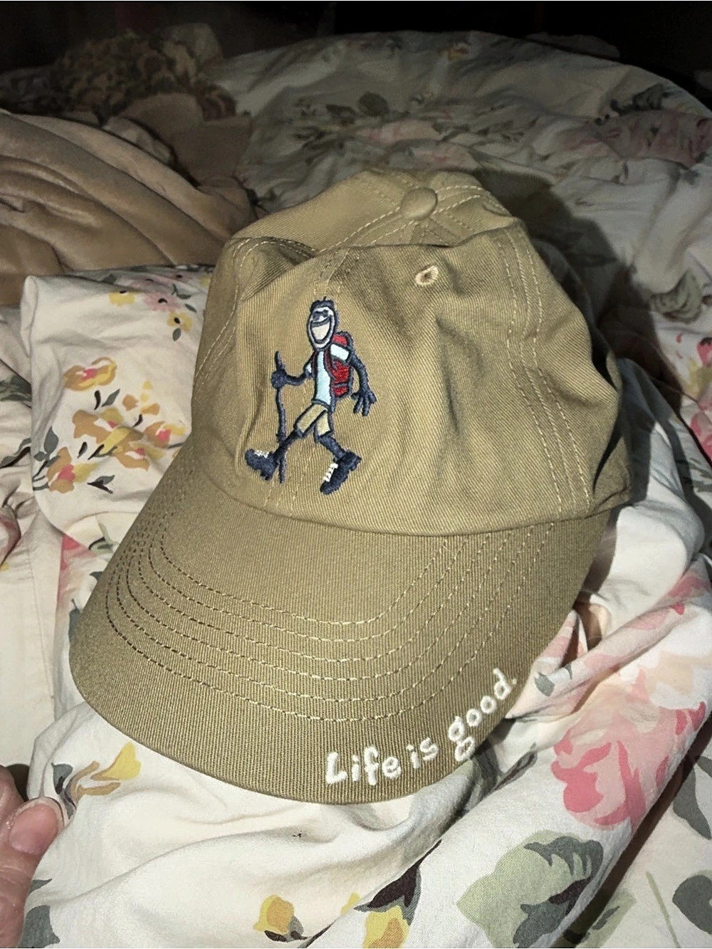 Life is Good Hiker Chill Cap Cotton Embroidered Baseball Cap in Green